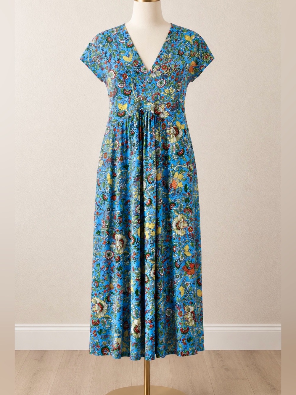BODEN Fit & Flare Jersey Midi Dress 10 NEW Floral Fruit Euro Summer Vacation - Picture 15 of 15